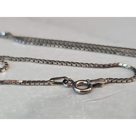 Extra Long 925 Sterling Silver Box Chain Necklace Vintage Italy - Picture 7 of 10